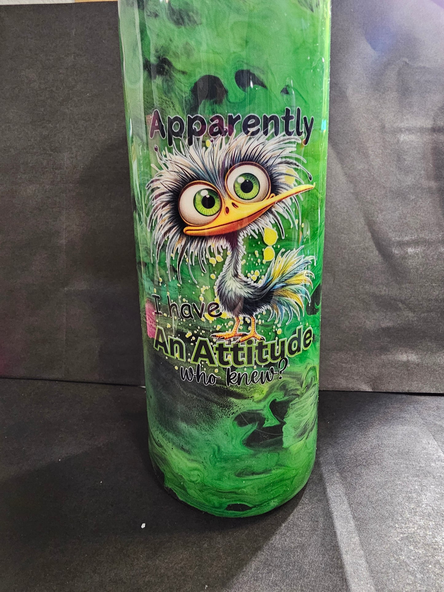 #29 20oz Stainless Steel Skinny Tumbler Green and Black Swirl