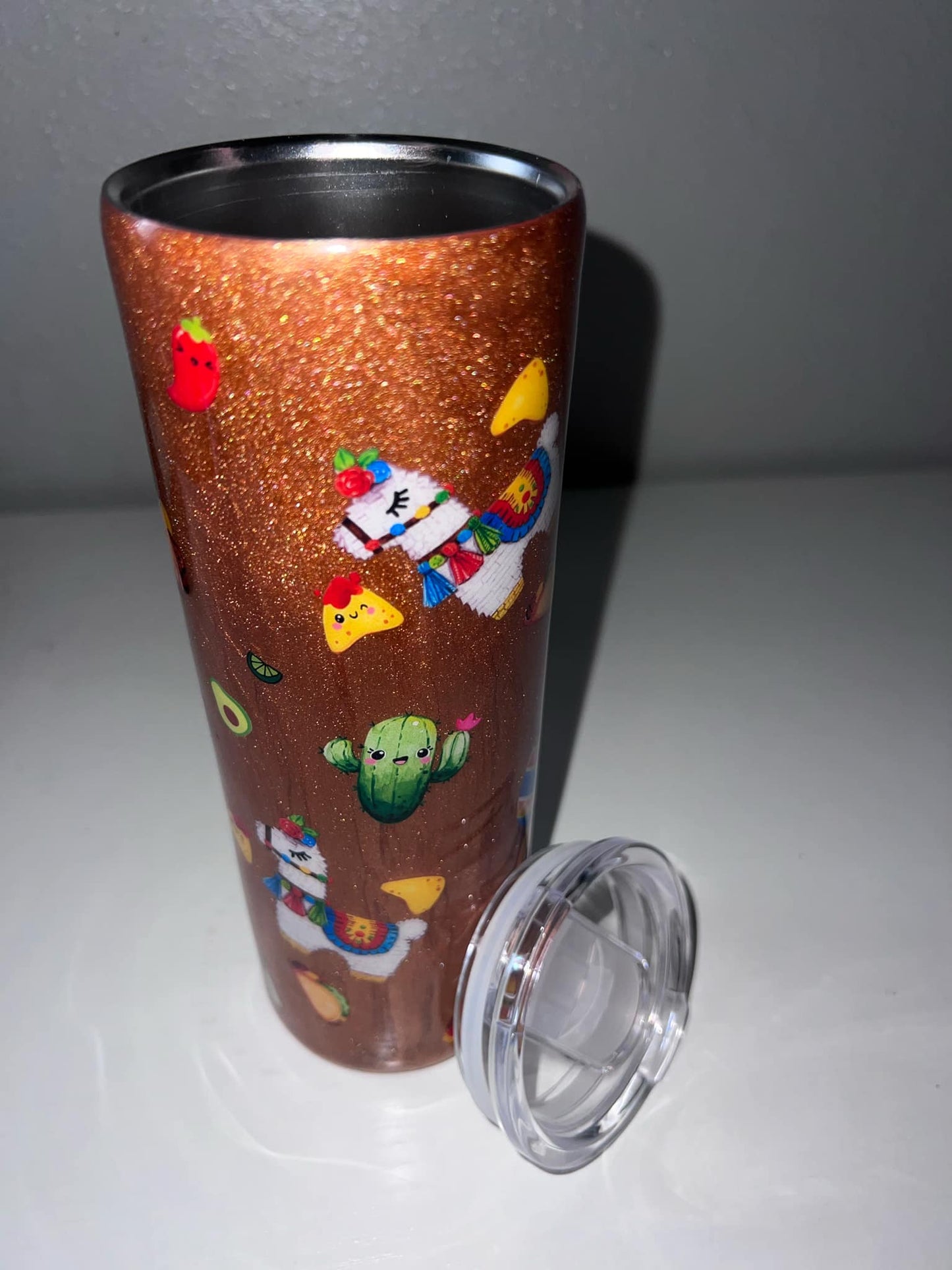 #20 20oz Stainless Steel Skinny Tumbler Brown with Tacos