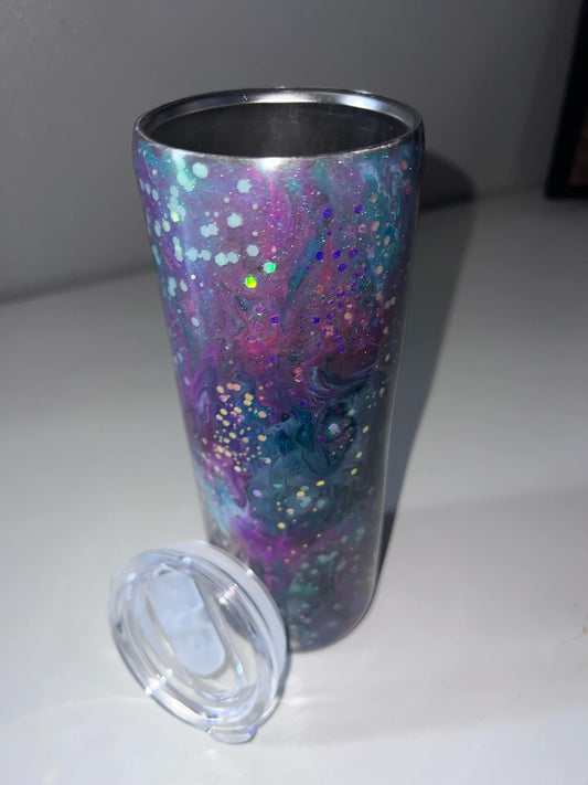 #24 20oz Stainless Steel Skinny Tumbler Purple with Glitter