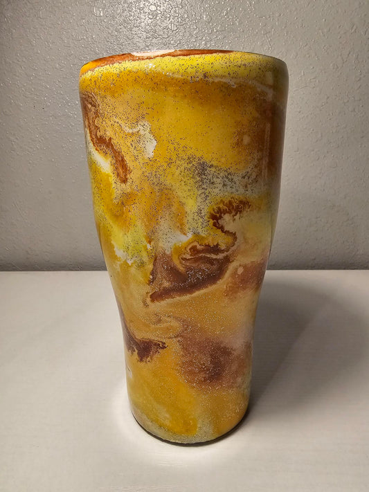 30oz Curvy Stainless Steel Tumbler Yellow Swirls