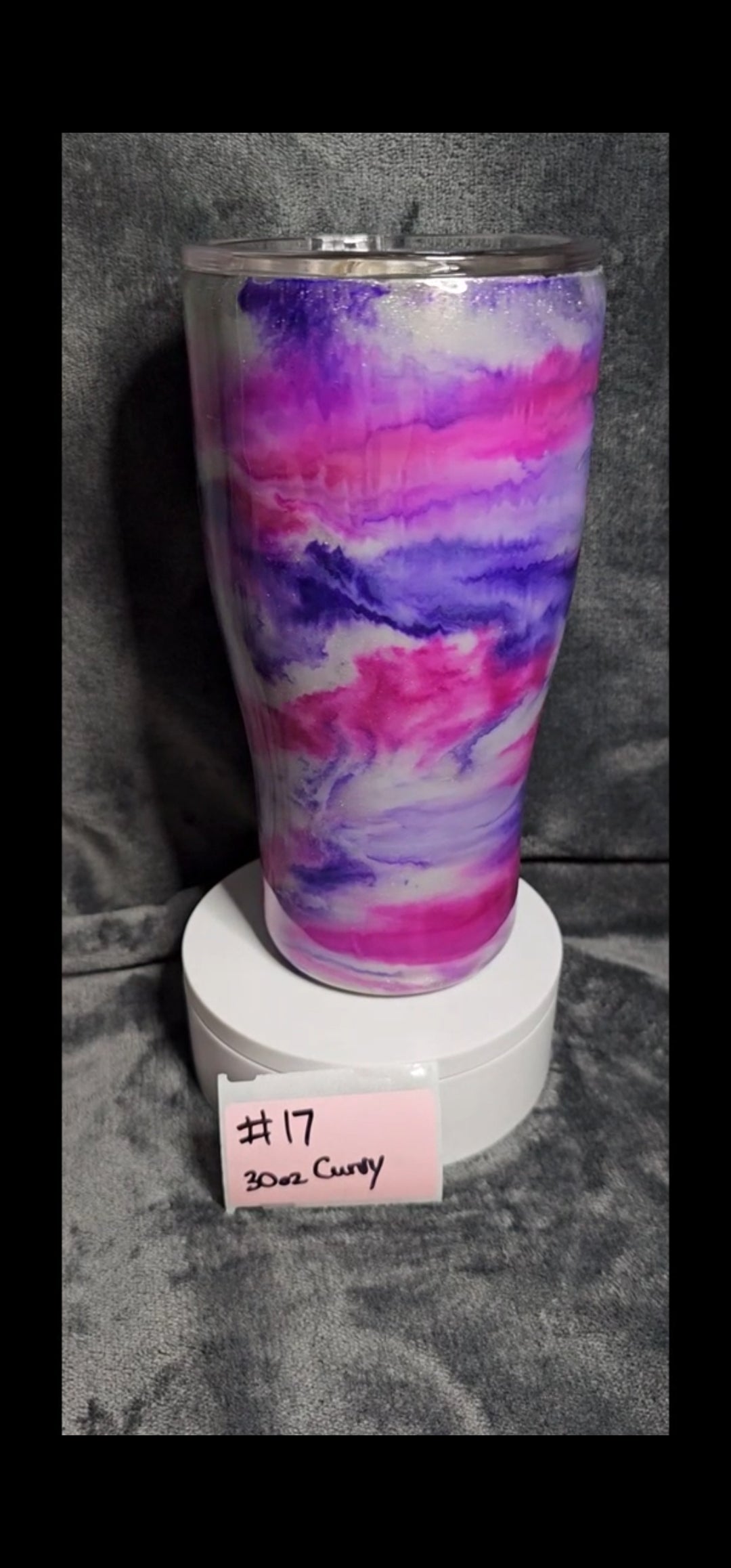 #17 30oz Curvy Stainless Steel Tumbler Pink and Purple Swirls