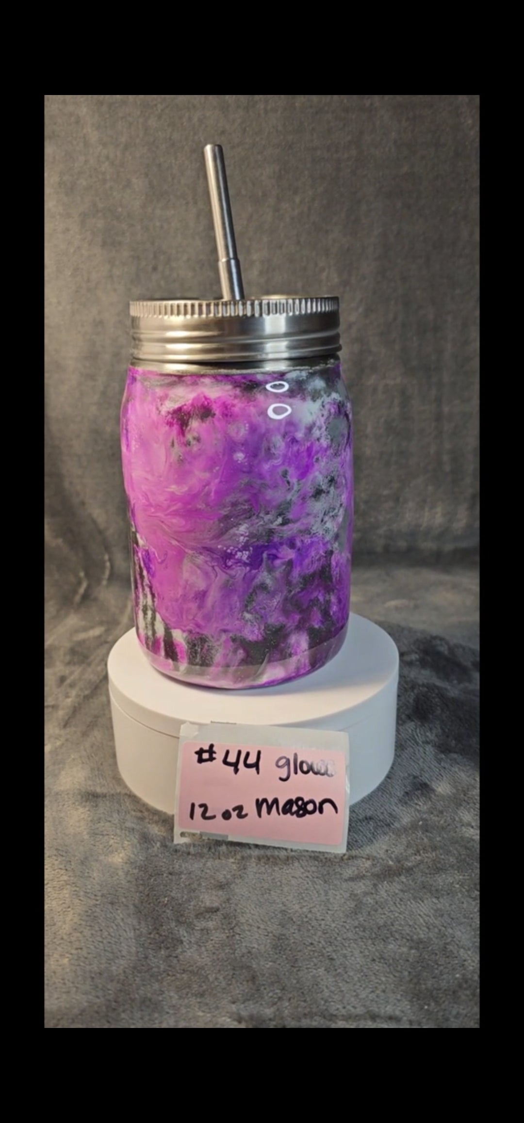 #44 12oz Mason Jar Purple that glows