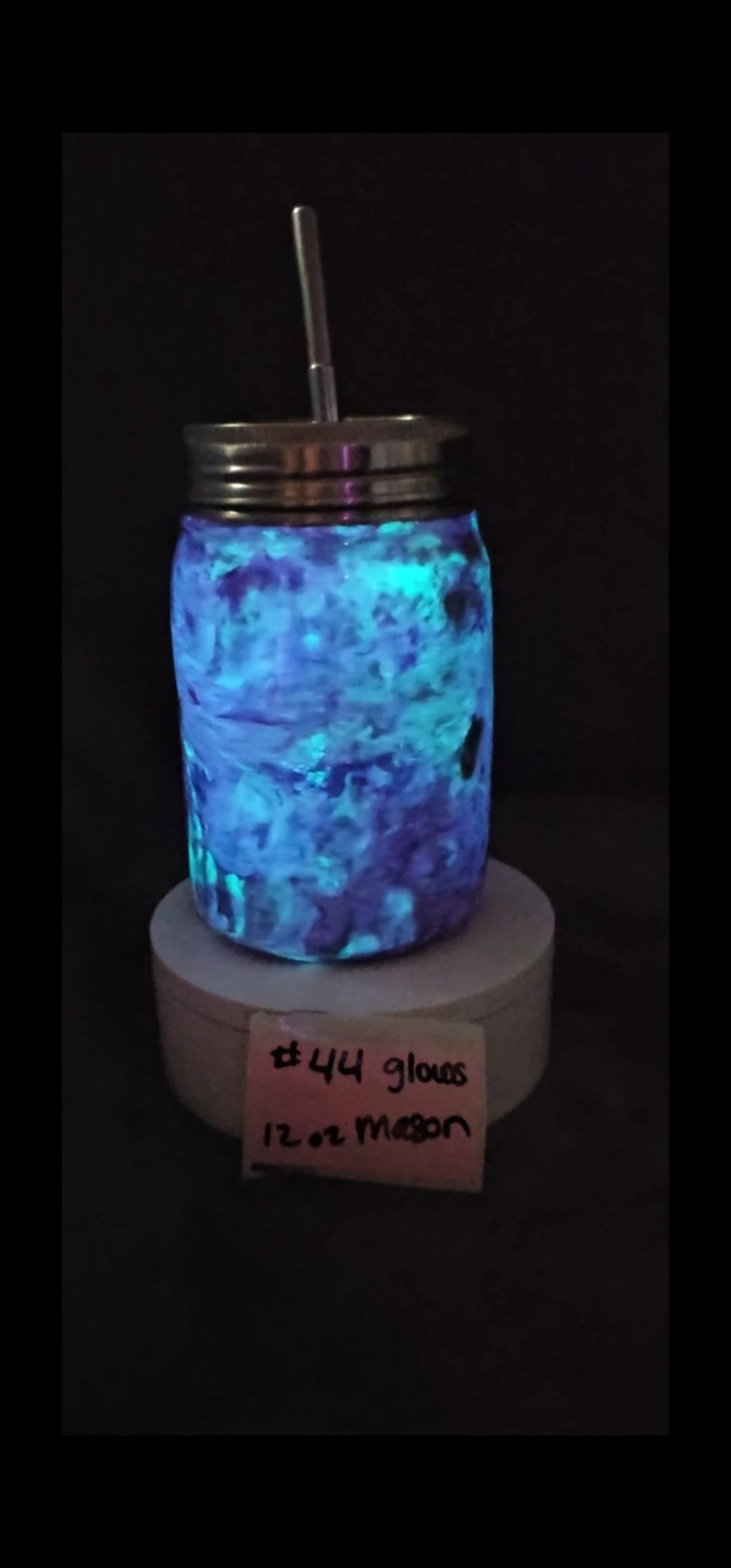 #44 12oz Mason Jar Purple that glows