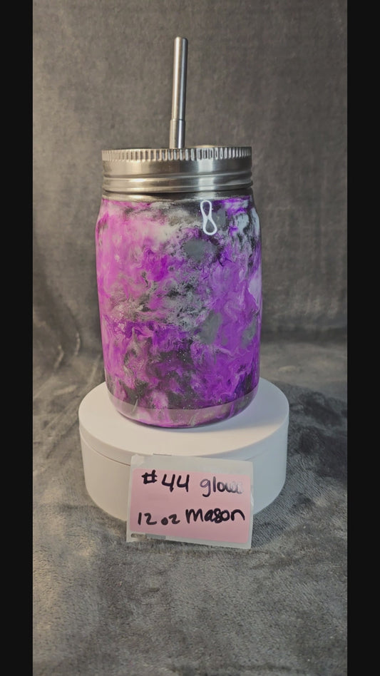 #44 12oz Mason Jar Purple that glows